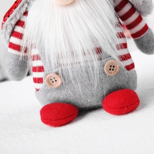 Nordic Christmas gnome plush with red hat, grey beard and wooden button decor