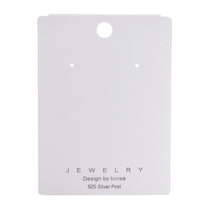 White jewelry display cards for earrings with 925 silver post text and minimalist design