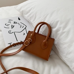 Women Mini Square Handbag PU Leather Small Crossbody Bag With Adjustable Strap Gold Hardware Minimalist Korean Style