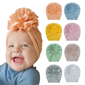 Sélection de bonnets turbans en coton pour bébé avec grandes fleurs en 8 couleurs