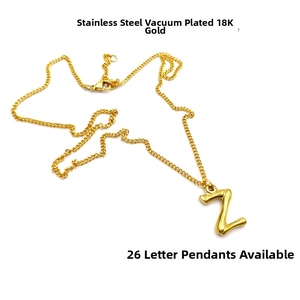 Detail of 18K gold plated stainless steel initial Z pendant from the A-Z collection
