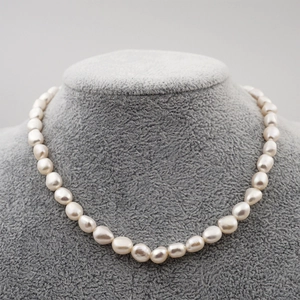 Collana Süßwasserperle Barocche Naturali D'acqua Dolce Con Chiusura Acciaio Al Titanio Girocollo Regolabile Gioielli Eleganti