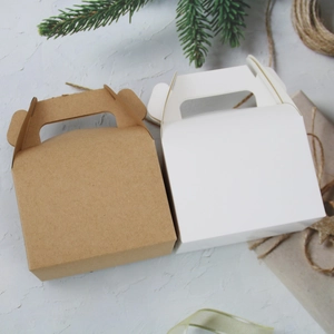 Kraft Paper Gift Boxes With Handles Portable Candy Cake Treat Packaging For Wedding Birthday Party Holiday Favors