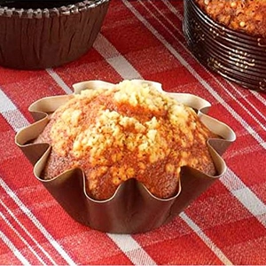 Pirottini di carta marrone a forma di fiore resistenti al calore per muffin e torte