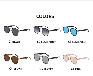 Retro double-bridge oval sunglasses available in six stylish colors for men and women