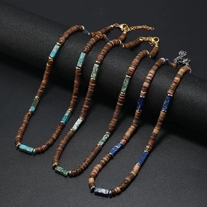 Ethnic Style Beaded Necklace Natural Stone Wood Coconut Shell Beads Vintage Jewelry Gift For Men Women