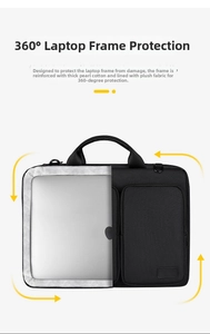 Detail of 360 protection laptop bag with thickened padding and soft velvet lining