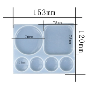 Silicone palette mold with square and round cavities for resin and jewelry DIY