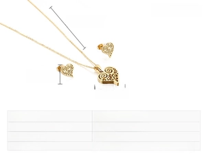 Dimensions détaillées pour l'ensemble collier et boucles d'oreilles cœur en acier