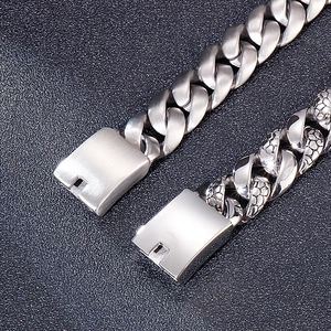 Mens titanium steel bracelet with snake skin pattern and durable rectangular clasp