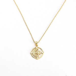 Elegant gold S925 silver necklace featuring a hollow moon and star zircon pendant