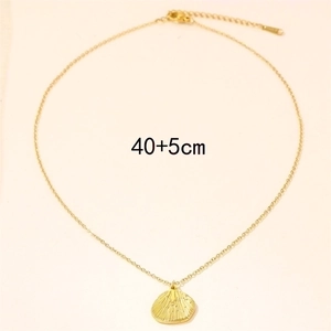 Gold stainless steel seashell pendant necklace with 40+5cm adjustable chain length