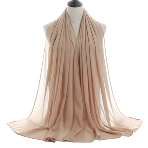 Elegant beige pearl chiffon hijab scarf with soft drape and premium lightweight texture