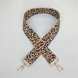 Adjustable leopard print wide shoulder strap for cross body bags with gold hardware