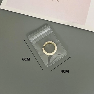 Thickened transparent PVC self-sealing jewelry bag 6x4cm for rings and small accessories