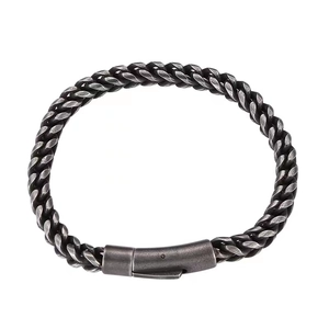 Vintage punk titanium steel dragon bone chain bracelet with woven texture on white background