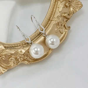 Eleganti Orecchini Pendenti Con Künstliche Perle Bianche Con Perno In Argento Sterling 925 Zirconia Gioielli Per Donna