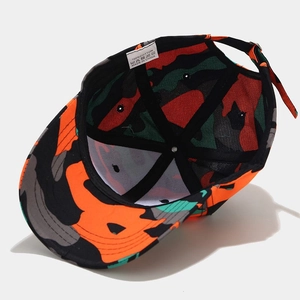 Unisex camouflage cotton baseball cap with adjustable strap and breathable six-panel design