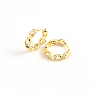 Elegant gold S925 sterling silver hoop earrings featuring marquise-cut marquise zircon gems