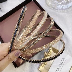 Sparkling crystal headbands in multiple colors with slim metal frame for women