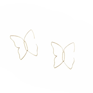 Orecchini a farfalla cavi placcati oro 14K minimalisti con un elegante design artistico in filo