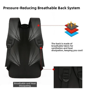 Detail of the breathable mesh back panel and padded straps on the black laptop backpack