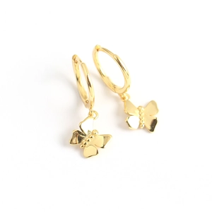 Elegant 925 sterling silver butterfly drop earrings in gold finish for women