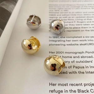 Polished S925 sterling silver sphere hoop earrings in gold and silver finishes