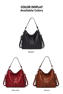 Detailed color selection showing vintage tote bags in black, burgundy and brown leather