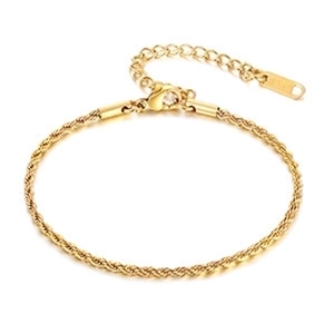 Elegant 18K gold-plated stainless steel rope chain bracelet with adjustable extender
