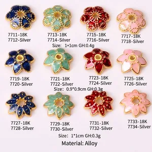 Perles intercalaires fleurs émaillées en bleu vert rouge rose pour bijoux DIY