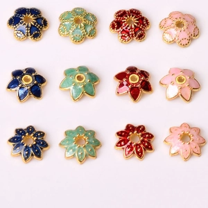 Perles intercalaires à fleurs colorées pour bijoux DIY en bleu rouge et vert