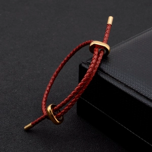 Bracelet Corde Tressée Acier Titane Boucle Métallique Réglable Cordon Rouge Chanceux Bijoux Mode Pour Couples Hommes Femmes