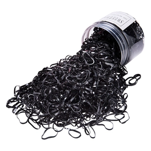 Lot d'élastiques à cheveux noirs jetables à haute élasticité en pot transparent