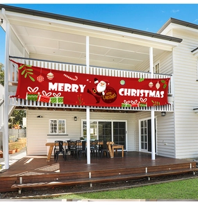 Outdoor Merry Christmas banner decoration with Santa illustration for party fences