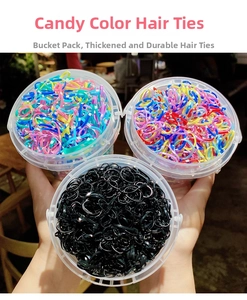 Trois pots d'élastiques à cheveux épais et durables pour filles en couleurs assorties