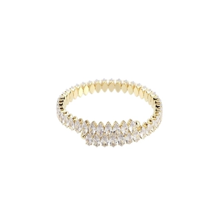 Detail of light gold marquise-cut zirconia double-row setting on an elegant necklace