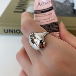 Irregular liquid silver 925 sterling silver thumb ring with high mirror polish finish