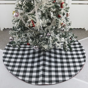 Jupe de sapin de Noël classique à carreaux noir et blanc avec bordure rouge