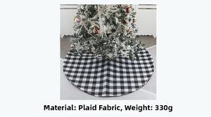 Détail du tapis de sapin de Noël à carreaux noirs et blancs de 330g avec couture soignée