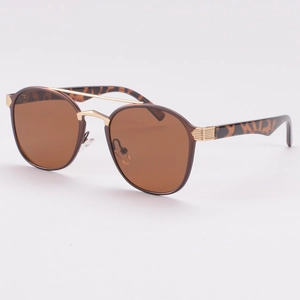 Vintage tortoiseshell sunglasses with brown lenses and golden double bridge metal frames