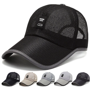 Men Outdoor Mesh Baseball Cap Breathable Quick Dry Sun Protection Fishing Hat Adjustable Long Brim Sport Trucker Hat