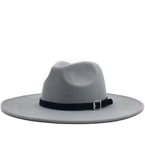 Classic Fedora Hat Wool Felt Wide Flat Brim Jazz Cap Decorative Band Silver Buckle Retro Winter Autumn Fashion For Women Men