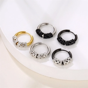 Vintage Dragon Pattern Hoop Earrings Stainless Steel Retro Relief Punk Hip Hop Style Unisex Jewelry Fashion Accessory