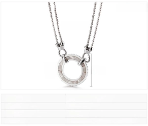 Detailed size specifications of a double-layer stainless steel shell pendant necklace