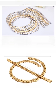 Dettagli su misure e materiali del set di collana e bracciale X-O in acciaio al titanio