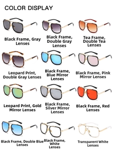 Collage of pilot sunglasses in various metal frame colors and multi-colored lenses