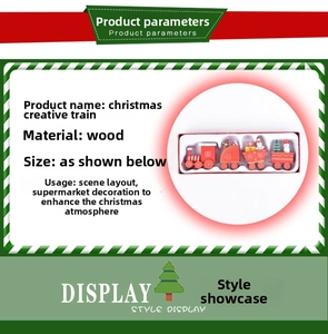 Detailed view of red wooden Christmas train with Santa and snowman in a window display box