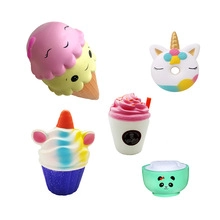 Set of five slow rebound squishy stress toys in cute ice cream and donut food shapes