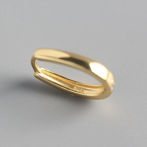 Minimalist S925 sterling silver U-shaped gold stud earrings with a high-polished finish